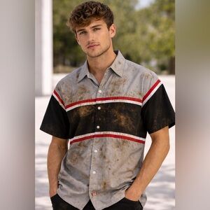 Red cap,Chevy Buick GMC  Uniform Med Automotive Dealer Short Sleeve Work Shirt